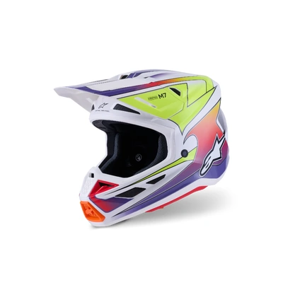 Alpinestars 2026 SM-7 Fuse MX Helmet - White/Fluro Yellow/Purple/Glossy