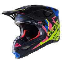 Alpinestars SM-8 Echo Helmet - ECE - Black/Blue/Fluro Yellow/Fluro Pink