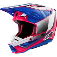 Alpinestars 2024 SM-5 Sail Helmet - Ece 22.06 - White/Diva Pink/Enamel Blue