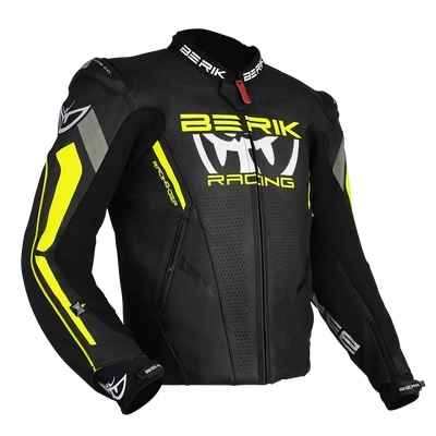 Berik Apex Leather Jacket - Black/Hi-Vis