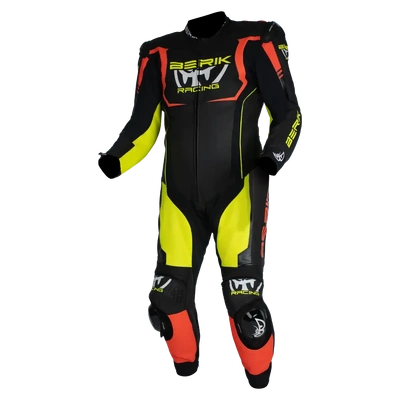 Berik Mugello 1 Piece Race Suit - Black/Hi-Vis/Red