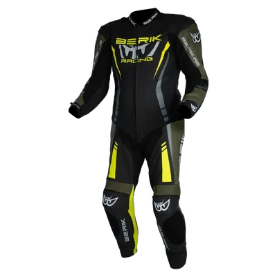 Berik Sicily 1 Piece Race Suit - Black/Army/Hi-Vis