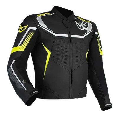 Berik Strada Leather Jacket - Black/Hi-Vis