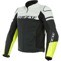 Dainese Agile Black White and Yellow Leather Jacket