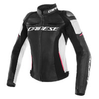 Dainese Ladies Racing 3 Leather Jacket - Black/White/Pink