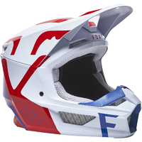Fox V1 Skew ECE Helmet - White/Blue/Red