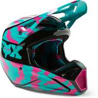 Fox V1 Nuklr Helmet - Teal/Pink/Black