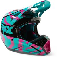 Fox 2023 V1 Nuklr Youth Helmet - Teal/Pink