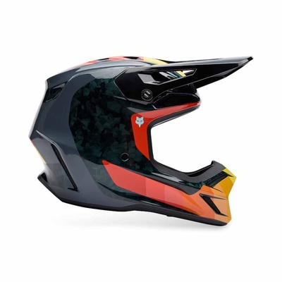 Fox V3 RS Grid MX Helmet - Black/Orange