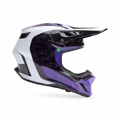 Fox V3 RS Grid MX Helmet - Black/Purple