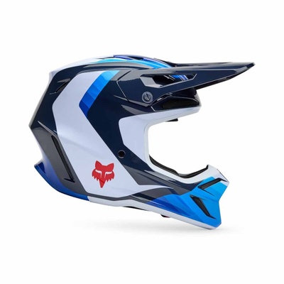 Fox V3 Fade MX Helmet - White/Blue