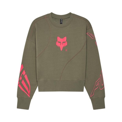 Fox Elevated Oversized Womens Fleece Crew - Adobe