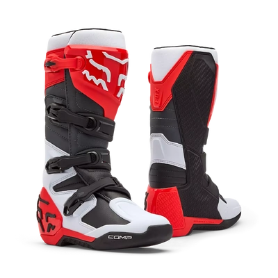 Fox 2026 Comp MX Boots - White/Fluro Red