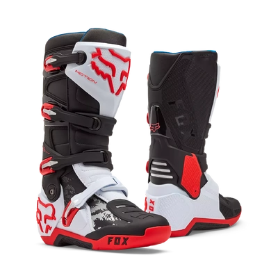 Fox 2026 Motion MX Boots - White/Fluro Red