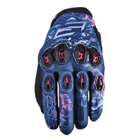 Five Ladies Stunt Evo 2 Flowers Glove - Blue/Pink