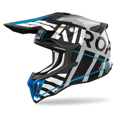 Airoh Strycker Brave MX Helmet - Blue/Grey Gloss