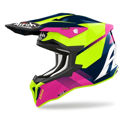 Airoh Strycker Blazer MX Helmet - Blue/Pink Gloss