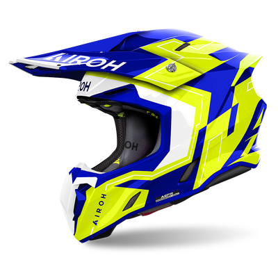 Airoh Twist 3.0 Dizzy MX Helmet - Blue/Yellow Gloss