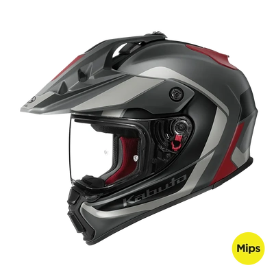 Kabuto Geosys GT MIPS Block Adventure Helmet - Gunmetal Red