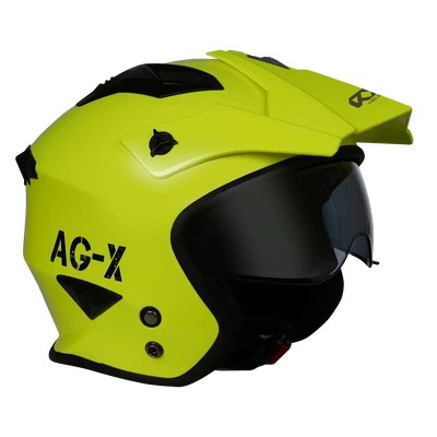 RXT AG X Open Face Helmet - Solid Gloss Fluro Yellow - 2XL
