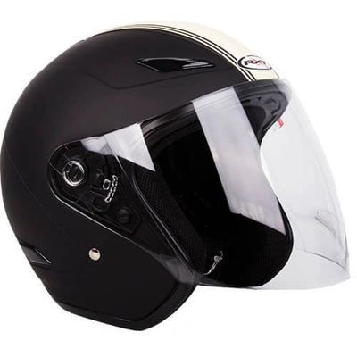 RXT A218 Metro Retro Helmet - Matt Black/Cream Stripe - XS