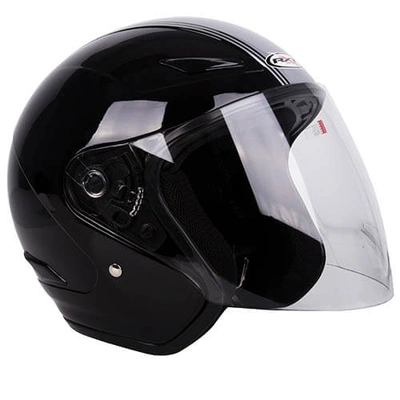 RXT A218 Metro Retro Helmet - Black/Silver Stripe - XL