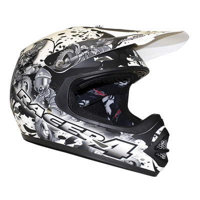 RXT Kids A717K Racer 4 MX Helmet - Matt Black/White - L