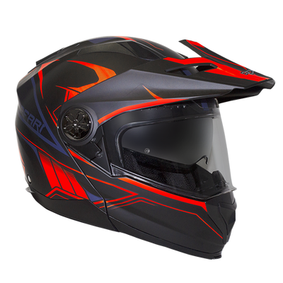 RXT 909P Safari Modular Helmet - Matt Black/Neon Orange 