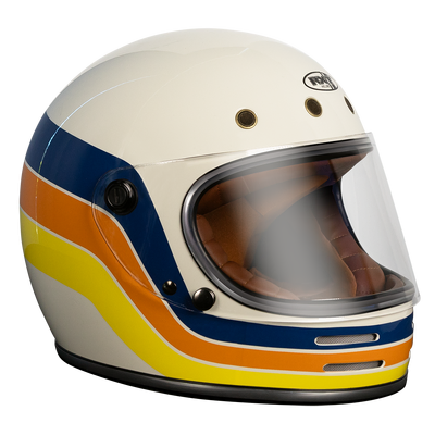 RXT A751 Stone Retro Classic Full Face Helmet - Blue/Yellow Stripe 