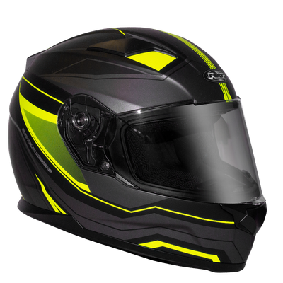 RXT 817 Street Missile Full Face Helmet - Matt Black/Fluro Yellow 