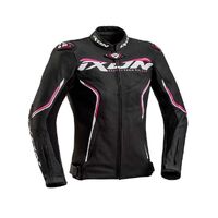 Ixon Ladies Trinity Leather Jacket - Black/White/Pink