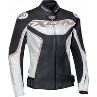 Ixon Ladies Trinity Leather Jacket - White/Black/Gold