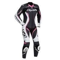 Ixon Ladies Vortex 1-Piece Leather Suit - Black/White/Pink