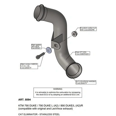 Leovince Cat Eliminator (Link Pipe) For Ktm 790 Duke/890 Duke '18-20 - Stainless