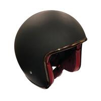 Nexports Nj-02 El Diablo Helmet - Red Leather/Velour Liner - Matte Black