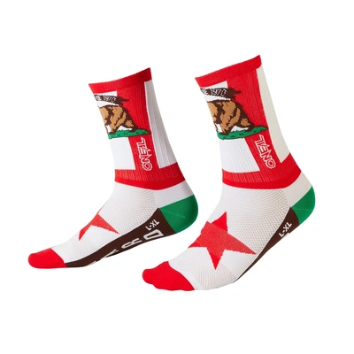 Oneal MTB Perfomance California Socks - Red/White/Brown - 39/42