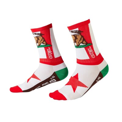 Oneal MTB Perfomance California Socks - Red/White/Brown - 43/46