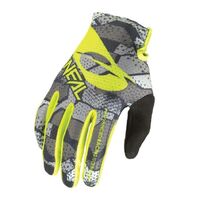 Oneal 2023 Matrix Camo Grey Neon Yellow Gloves