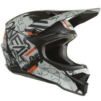 Oneal 3 SRS Scarz V.2 Helmet - Black/Grey/Orange