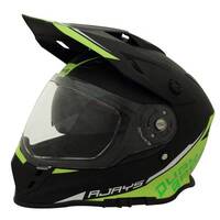 Rjays Dakar II Matte Black Hi Viz Helmet - Black - Small - Adult 