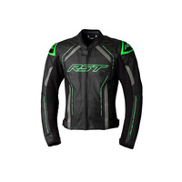 RST S-1 CE Leather Jacket - Black/Grey/Neon Green
