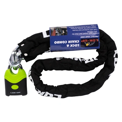 Lok-Up Chain & Padlock (10mm x 10mm x 1.5mm) Heat-Hardened Chain #3021 - Blk/Fluro