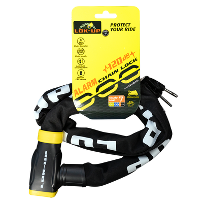 Lok-Up Chain & Built-In Alarm Lock 120db (8mm x 8mm x 1.2m) heat-Hardened Chain #ZCL - Black/Yellow