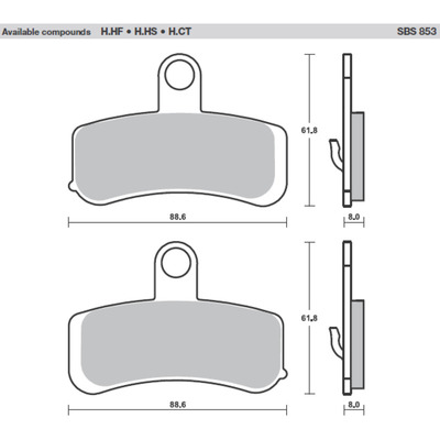 SBS 853H.Hs Front Pads - Sinter Street American V-Twin