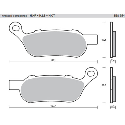 SBS 854H.Ct Front/Rar Pads - Carbon Street American V-Twin