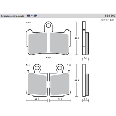 SBS 869Hs Front Pads - Sinter Street
