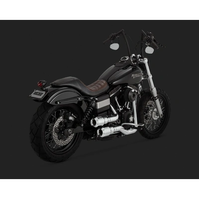 Vance & Hines Hi-Output Grenades 2-2 Chrome/Chrome End Caps Dyna 06-17 (Exc Switchback)