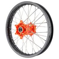 Xtech MX Mini Wheel Rear KTM85 2012 UP Black Rim Orange Hub Silver Spokes 