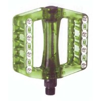 X-Tech Pedal Bmx Plastic + Metal Pins 9/16 Inch Clear Green
