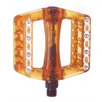 X-Tech Pedal Bmx Plastic + Metal Pins 9/16 Inch Clear Orange